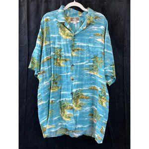 Kalaheo Mens Short Sleeve Blue Button Up Hawaiian Floral Shirt Soft USA Size 2XL